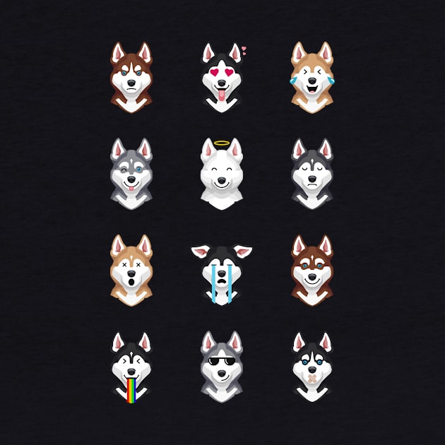 Siberian Husky Emojies by stonemask